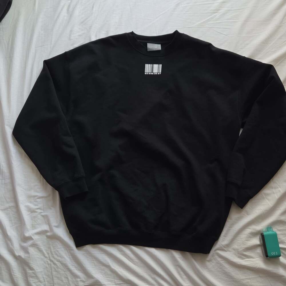 VTMNTS Black Barcode Print Crewneck Sweatshirt